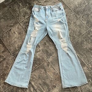 WAX JEAN Y2K Flare Distressed High-waist Women's Jeans Retro Streetwear Indie